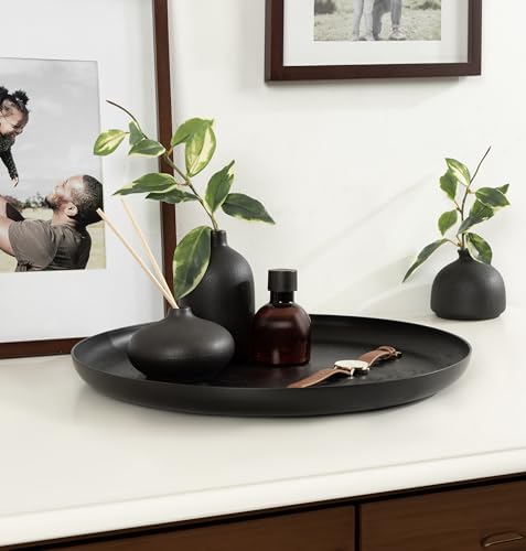 Stovring Black Round Metal 16 in. Decorative Tray
