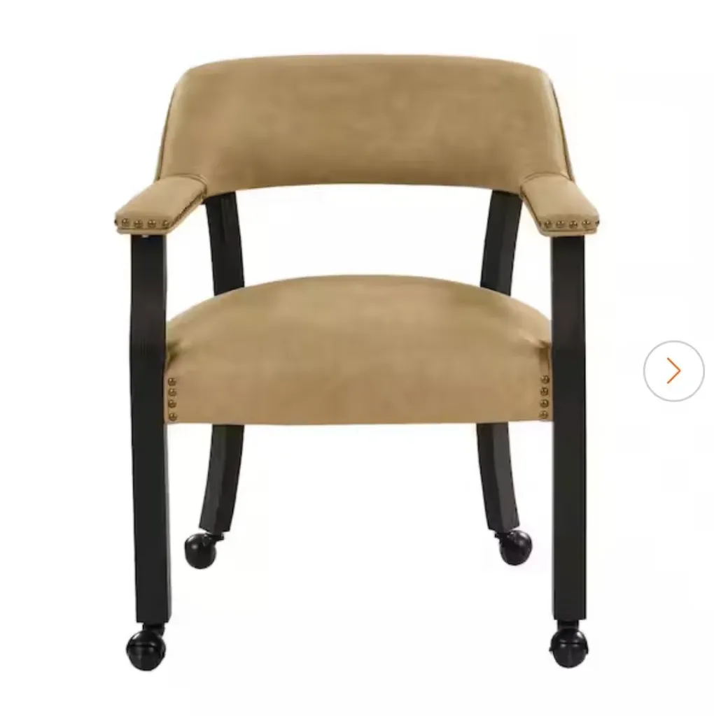 Rylie Sand and Black Upholstered Arm Chair with Casters