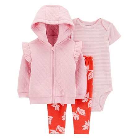 Carters Child of Mine Baby Girl Cardigan Outfit Set, 3-Piece, Size 3-6 Months