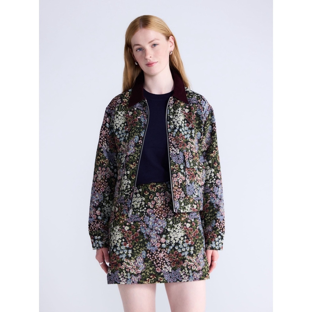Free Assembly Womens S (4-6) Cropped Jacquard Utility Jacket