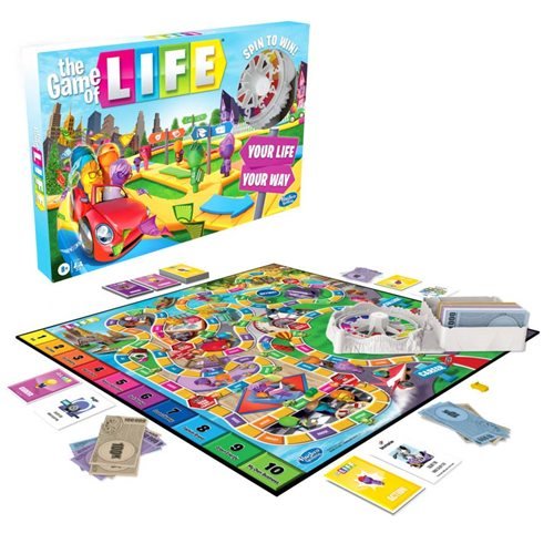 The Game of Life Board Game by Hasbro, Opened- All Pieces Included