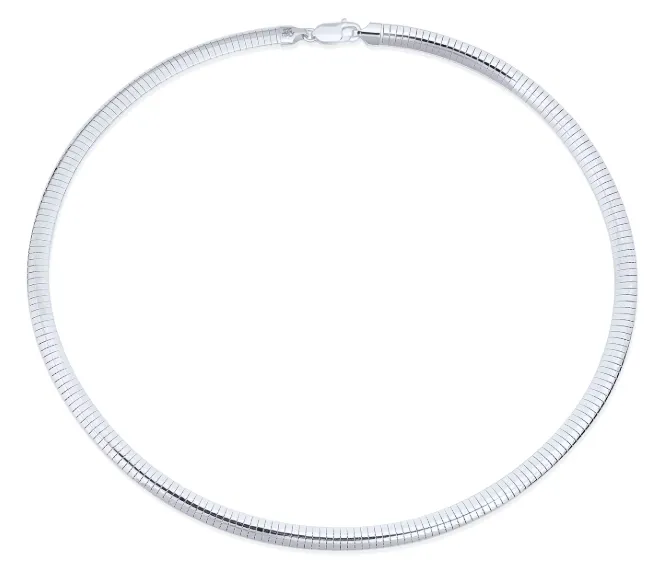 Womens Contoured 6MM Snake Flexible Omega Chain Choker Collar Necklace Sterling Silver