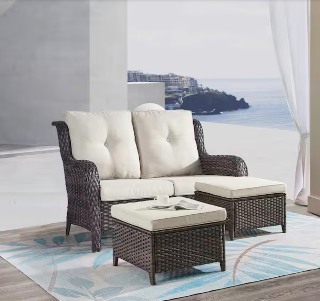 ARCOBAY 3-PIECE BROWN WICKER OUTDOOR