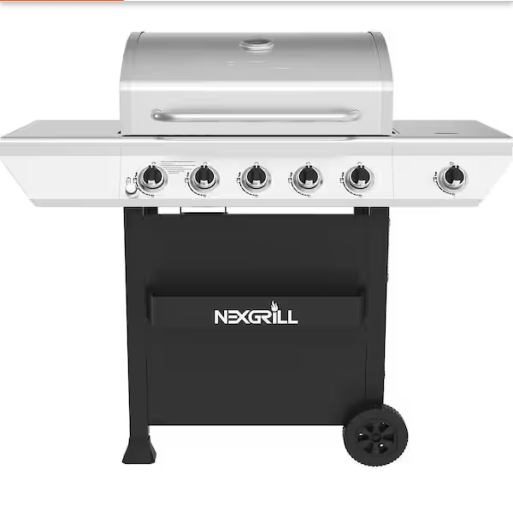 5-Burner Propane Gas Grill in Stainless Steel with Side Burner and Condiment Rack