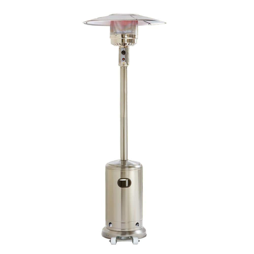 48000 BTU Stainless Steel Propane Standing Patio Heater with Wheels