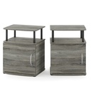 Tidur French Oak/Black 18.89 in. W Nightstand (Set of 2)