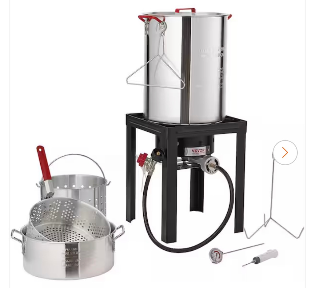 Turkey 30 qt. Deep Fryer Turkey and 10 qt. Fish Steamer Cooker Set 54,000 BTU Burner Propane Gas Boiler