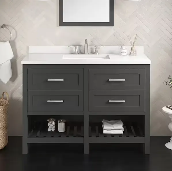 Autumn 48 in. Single Sink Gray Bath Vanity with White Engineered Stone Top (Assembled)